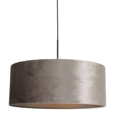 Hanglamp Sparkled Light 8157ZW zwart met grijs luxe velours kap