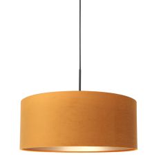 Hanglamp Sparkled Light 8158ZW zwart met charmante goud velours kap