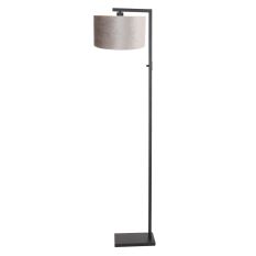 Lampe sur pied noire Stang 8220ZW avec interrupteur et abat-jour en velours gris