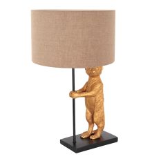 Gold with black table lamp Animaux 8224ZW with gray linen shade