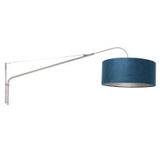 Wandlamp Elegant Classy 8243ST staal met blauw velours kap Ø50 cm