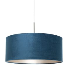 Hanglamp Sparkled Light 8247ST staal met luxe blauw velours kap
