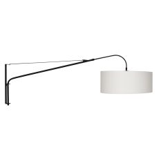 Wandlamp Elegant Classy 9323ZW zwart met grof wit linnen kap Ø50 cm
