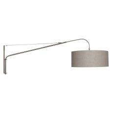 Wandlamp Elegant Classy 9329ST staal met grof grijs linnen kap Ø50 cm
