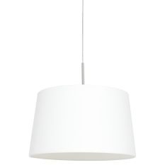 Steel-colored hanging lamp Sparkled Light 9567ST with a white tapered coarse linen shade