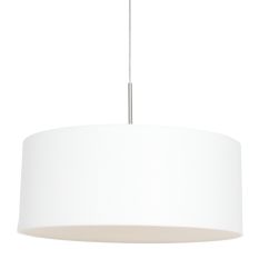 Steel-colored hanging lamp Sparkled Light 9889ST with white coarse linen shade