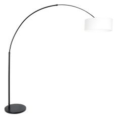 Booglamp Sparkled Light 9899ZW zwart met grof wit linnen kap