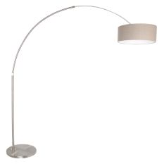 Booglamp Sparkled Light 9904ST staal met grijs grof linnen kap