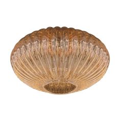Glazen kap I15471S – Handgemaakt UFO-vormig ribbelglas in amberkleur