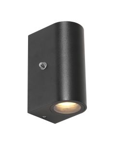 Buitenlamp Logan 2720ZW - zwarte wandlamp met sensor en up-downlicht