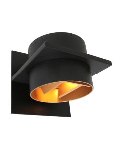 Wandlamp Muro 3366ZW zwart G9 LED lamp met goudkleurige binnenkant 