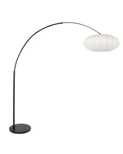 Booglamp Luma Nola 3807ZW zwart met witte zijden kap