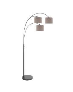 3-flammige Stehlampe Sparkled Light 3823ZW mit grauen Velours-Schirmen