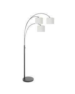 3-lichts vloerlamp Sparkled Light 3825ZW met grof wit linnen kappen