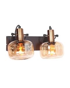 Wandlamp Glaslic 3865BR Brons met amber glas
