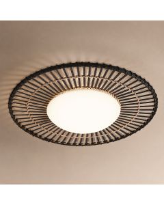 Plafondlamp Aura 3866ZW zwarte plafondlamp met bamboe Ø50 cm