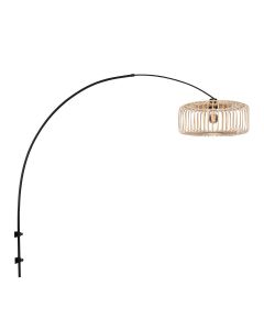 Bogen-Wandlampe Breeza-Beach 4151ZW schwarz mit Bambusschirm Ø40 cm