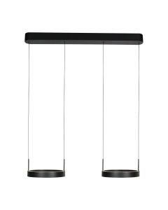 Zwarte hanglamp Mykty 4204ZW – Twee zwevende cirkels, individueel in hoogte verstelbaar, 6000 lumen, 2700K