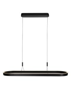 Ovale zwarte hanglamp Mykty 4205ZW – 120 cm breed, in hoogte verstelbaar met Cable Lift