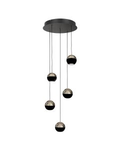 Belluno 4585ZW – 5-lichts ronde hanglamp met cable lift