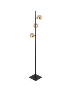 Belluno 4590ME – Zwart messing vloerlamp met dim to warm