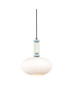 Vetrass hanglamp 1-lichts wit glas en steen 4914ZW
