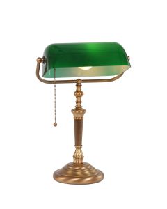 Tafellamp Ancilla 6185BR bronzen notarislamp met trekschakelaar