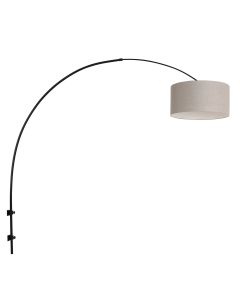Arch Wall Lamp Sparkled Light 8137ZW black with coarse grey linen shade