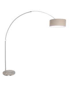 Arc lamp Sparkled Light 9904ST steel with gray coarse linen shade