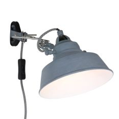 Grijze klemlamp / wandlamp Nove 1320GR met E27 fitting en schakelaar