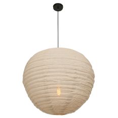 Brown linen hanging lamp Bangalore 2136B with E27 fitting