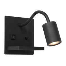 Wandleuchte Upround 3654ZW Schwarz mit kabellosem Telefonladegerät