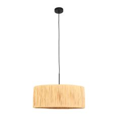 Zwarte hanglamp Sparkled Light 3754ZW met naturel gras kap