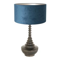 Lampensockel Bois 3763ZW schwarzbraun mit blauem Samtschirm