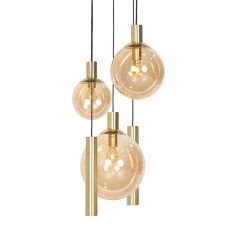 Hanglamp Bollique New 3801ME Messing 5 lichts waarvan 2 kokers