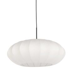Zwarte hanglamp Sparkled Light 3809ZW met wit zeiden kap