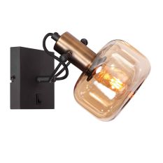 Wandlamp Glaslic 3864BR Brons met amber glas