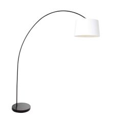 Bogenlampe Solva 3903ZW mit weißem Leinenlampenschirm