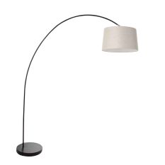 Bogenlampe Solva 3905ZW mit grauem Leinenlampenschirm