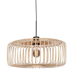 Zwarte hanglamp Sparkled Light 4152ZW met naturel bamboe kap