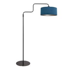 Schwarze Stehleuchte Bloeba 4169ZW mit blauem Samtschirm