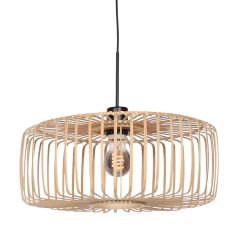 Zwarte hanglamp Sparkled Light 4184ZW met blank bamboe kap