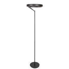 Ronde zwarte vloerlamp Mykty 4201ZW – Ø40 cm, 170 cm hoog, 5200 lumen, met vloerdimmer