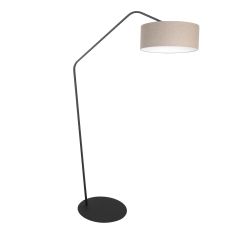 Schwarze Stehlampe Zig-Zag 4245ZW mit grauem grobem Leinen Lampenschirm – Einzigartiges Design und funktionale Nutzung