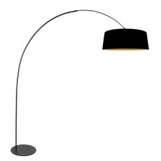 Booglamp Curve 4279ZW – Elegant contrast in zwart linnen en goud