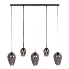 HaloSwap 4280ZW – Zwarte langwerpige hanglamp met smoke glas in twee formaten