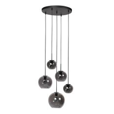 HaloSwap 4281ZW – Zwarte hanglamp met smoke glas in speels design