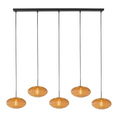 HaloSwap 4286ZW – Zwarte langwerpige hanglamp met warme amberkleurige glazen