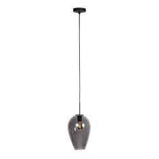 HaloSwap 4289ZW – Zwarte hanglamp met druppelvormig smoke glas van Ø22,5 cm