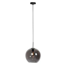 HaloSwap 4294ZW – Zwarte hanglamp met bolvormig smoke glas van Ø30 cm